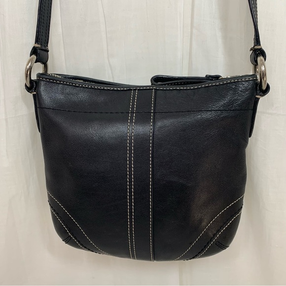 Coach Y2K‎ Small Soho Crossbody Black Leather with White Stitching Made in India